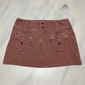 Vintage Y2K London Jean Chino Stretch Corduroy Cargo Mini Skirt 10 Fairy Grunge